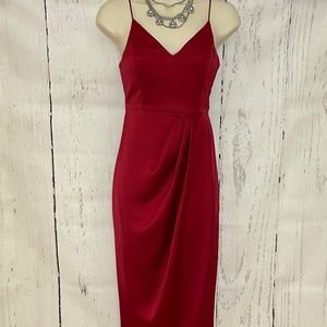Express New red cocktail dress front slit size 0 (necklace not included)